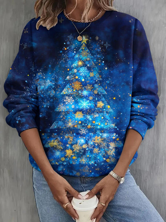 Christmas Tree Print Long Sleeve Casual Top