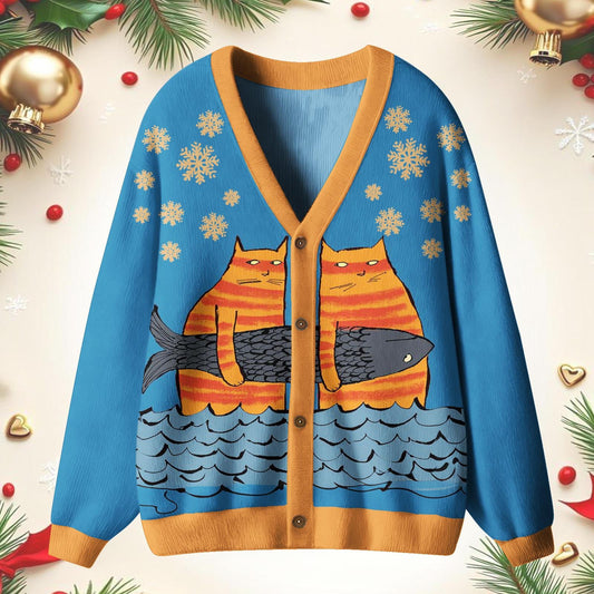 Winter Cute Cat Unisex Ugly Cardigan Sweaters